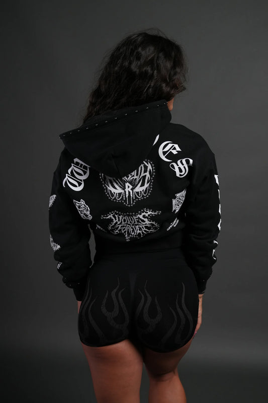 DSHE-0047 Give it Your All “Sage” Cropped Zip Hoodie in Black
