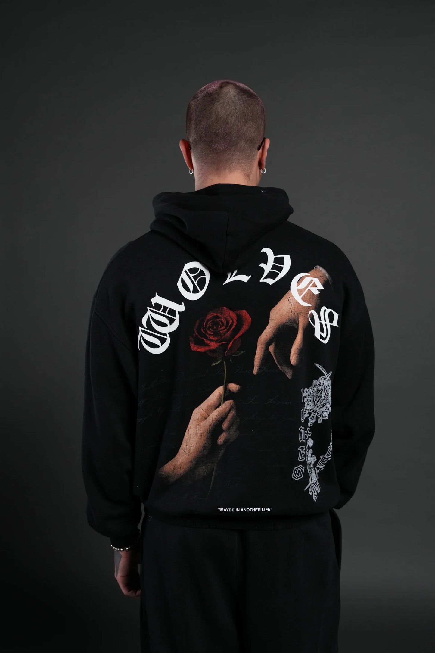 DS-0100 Crossed Hearts “Pierce” Hoodie in Black