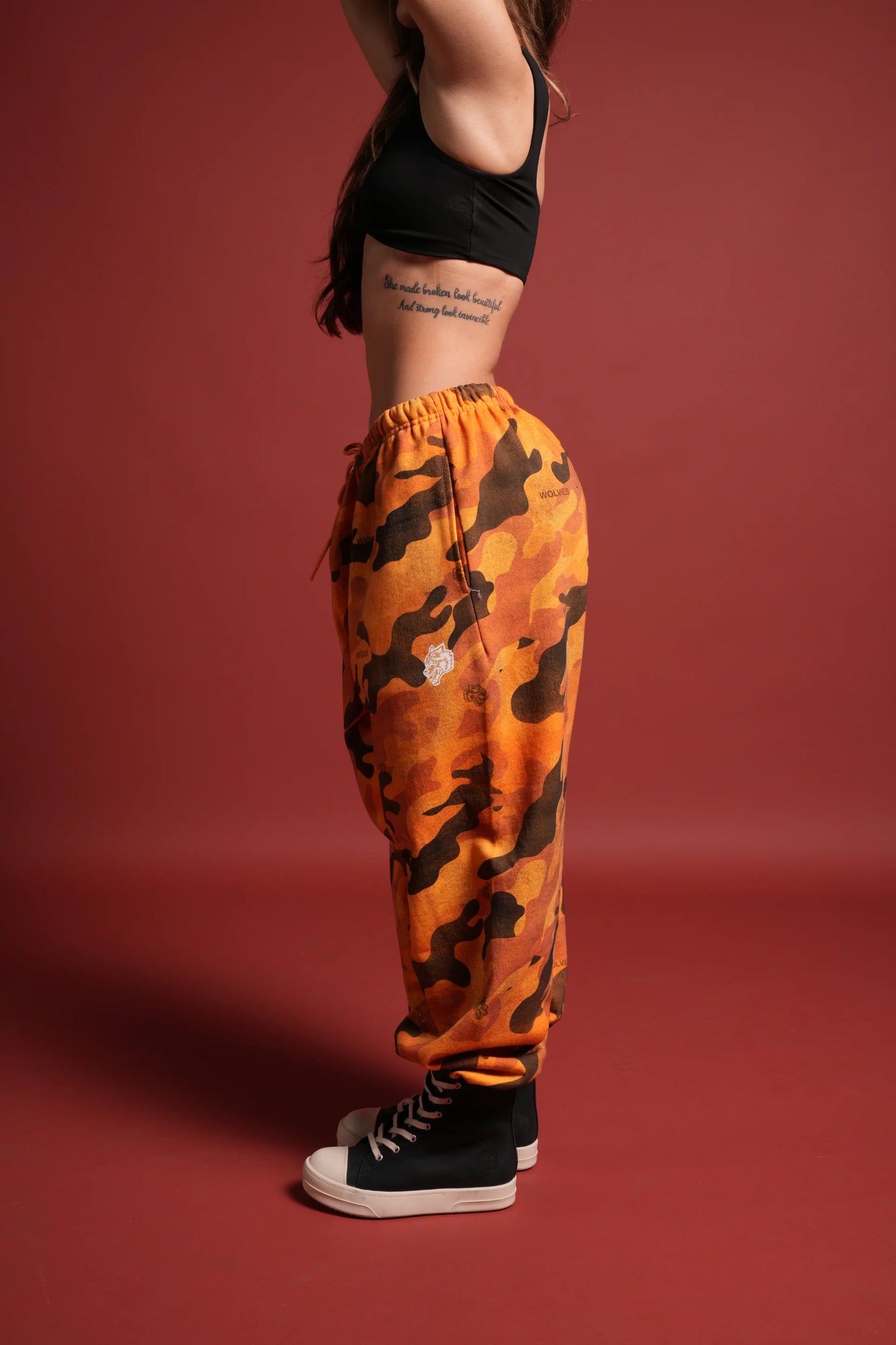 DS/VD-0084 Dual Wolf Unisex Lounger Sweat Pants in DSVD Orange Camo