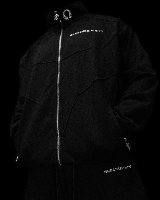 BD-0083 Deconstructed Oversized cut & sew panel full zip jacket [VOID BLACK]