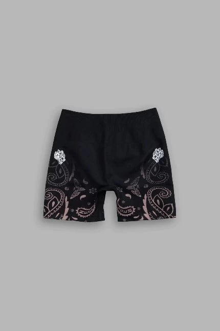 DSHE-0017 Faded Paisley “Stella” Soft Seamless Shorts in Black