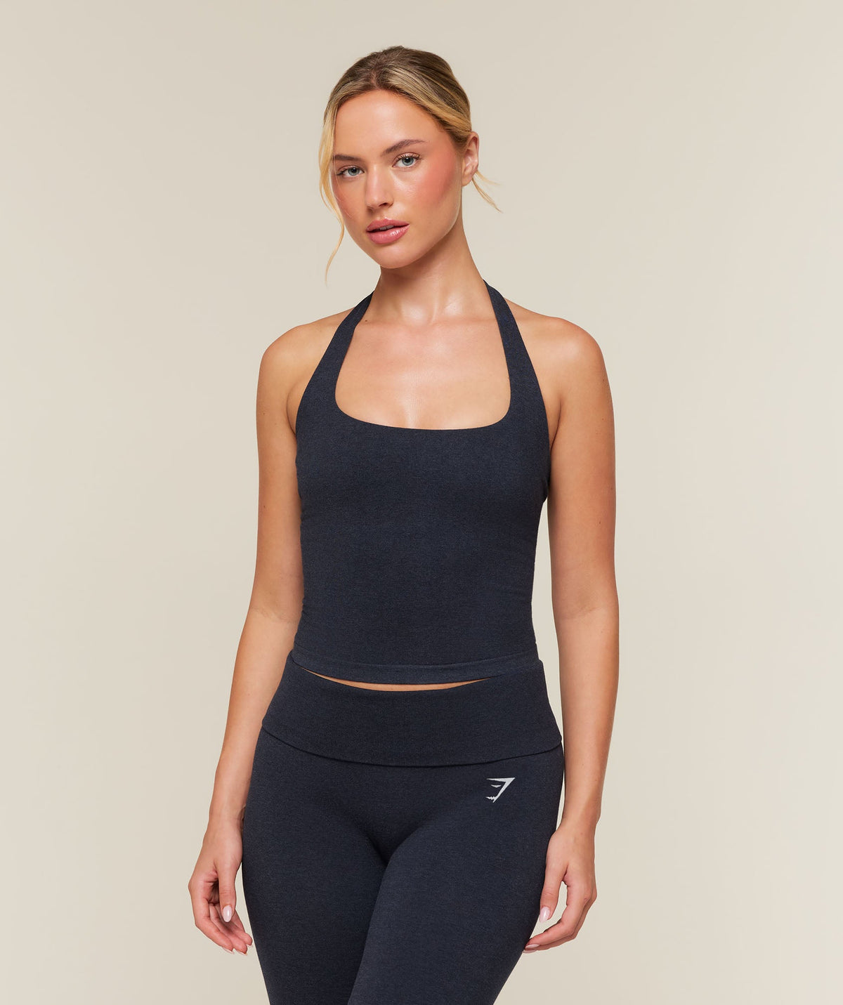 GSW-0156 CottonMove™ Halterneck Top - Deep Blue Marl
