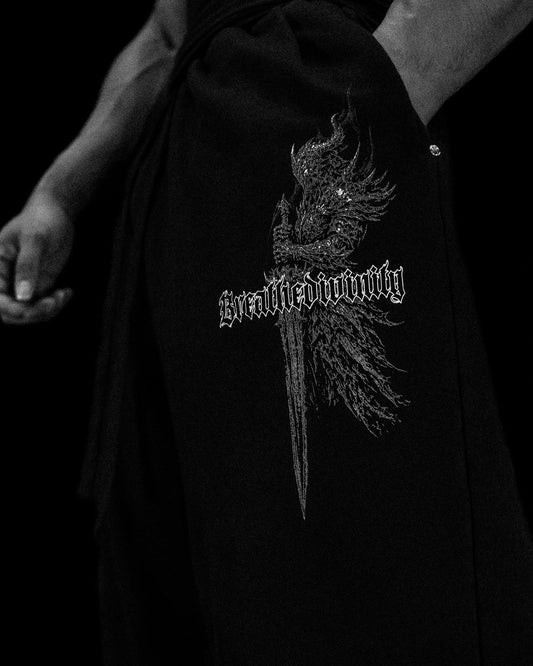 BD-0099 Shadow Monarch Uncuffed Banana shape sweatpants [VOID BLACK]