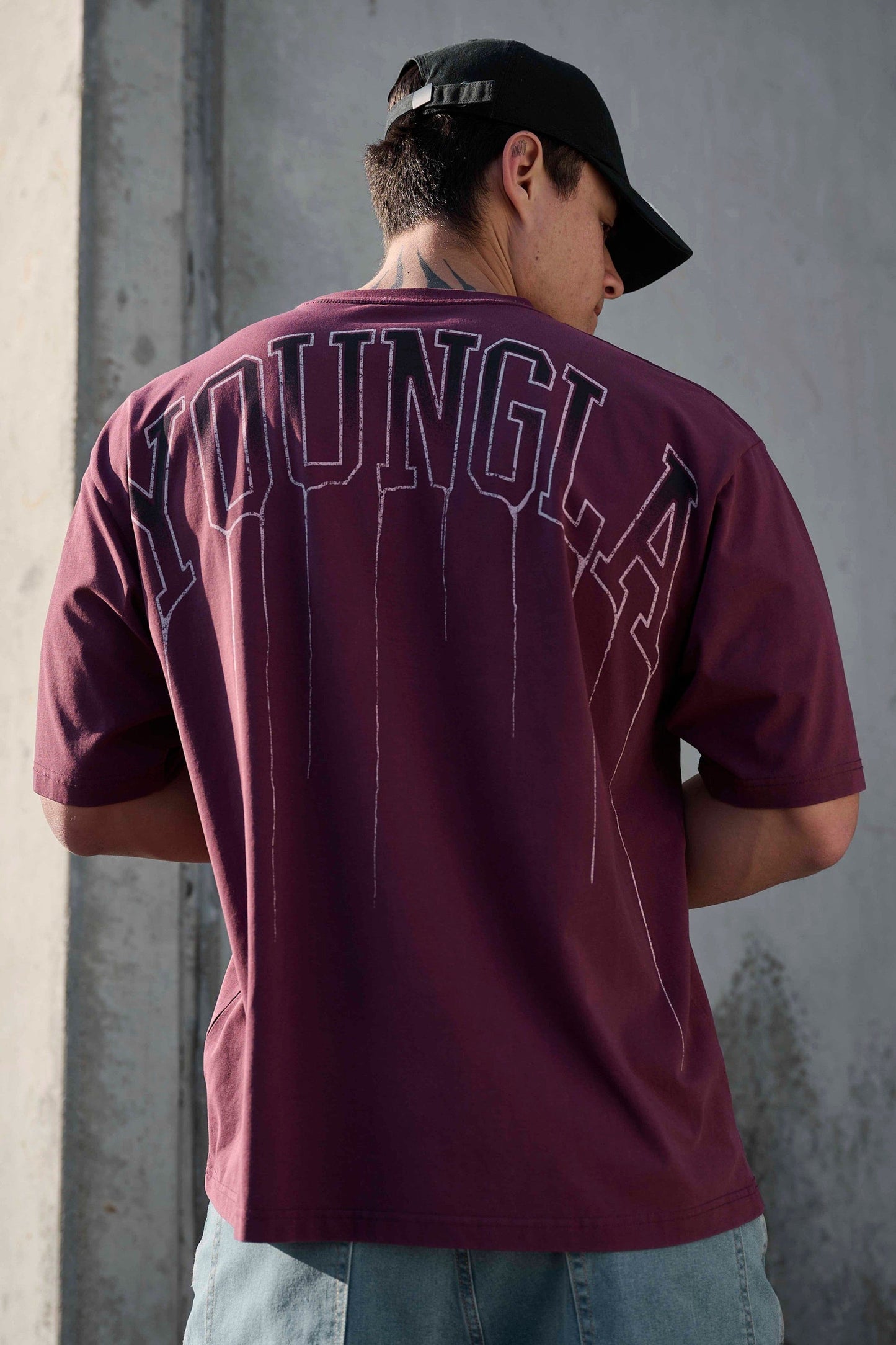 W428 - Drip Oversized Tee - Grape Wash