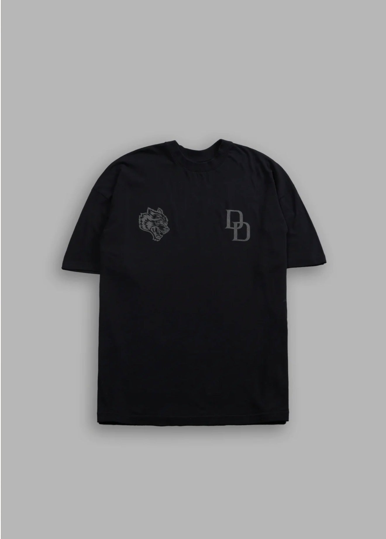 DS-0246 DEVIL IN THE FLAMES SIDE-BY-SIDE SERIES PREMIUM OVERSIZED TEE IN BLACK