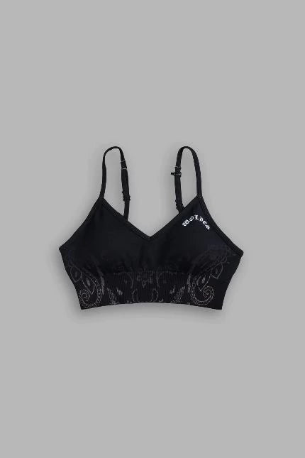 DSHE-0016 Faded Paisley “Maya“ Soft Seamless Bra in Black