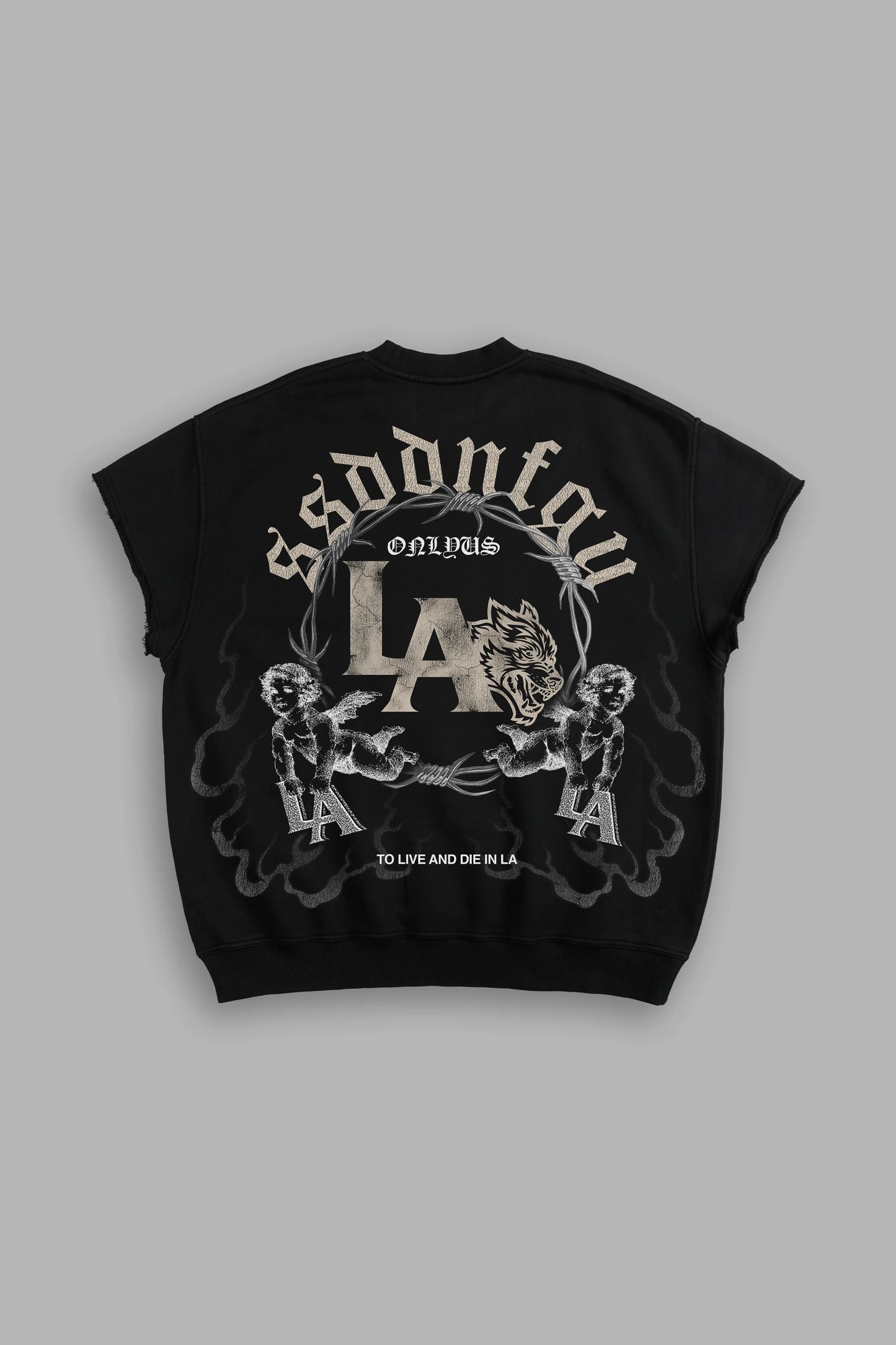 DS-0179 La Heritage Cap Sleeve London Crewneck in Black