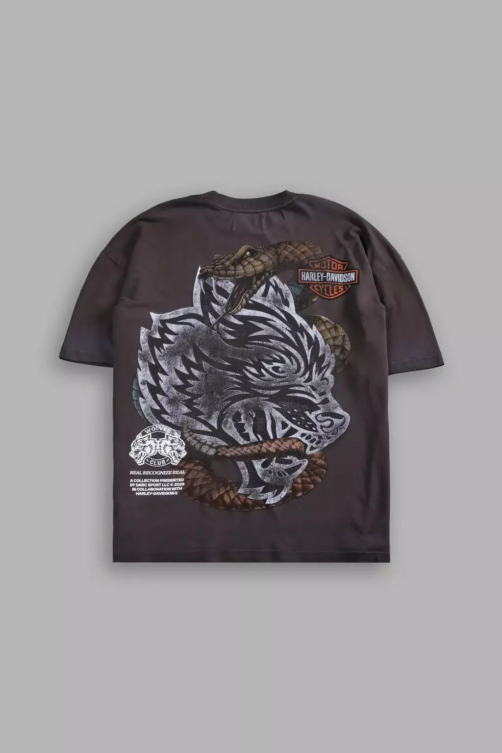 DS/HAR-0057 The Snake & The Wolf “Premium” Oversized Tee in Darc Brown Drift Wash