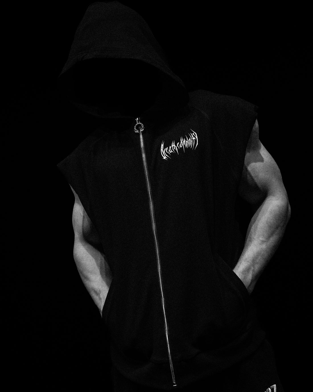 BD-0082 Venom Cutoff Zip-up Hoodie [VOID BLACK]