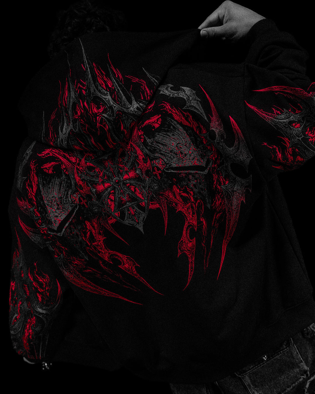 BD-0098 Berserker Oversized Zip-up Hoodie [HELLFIRE]