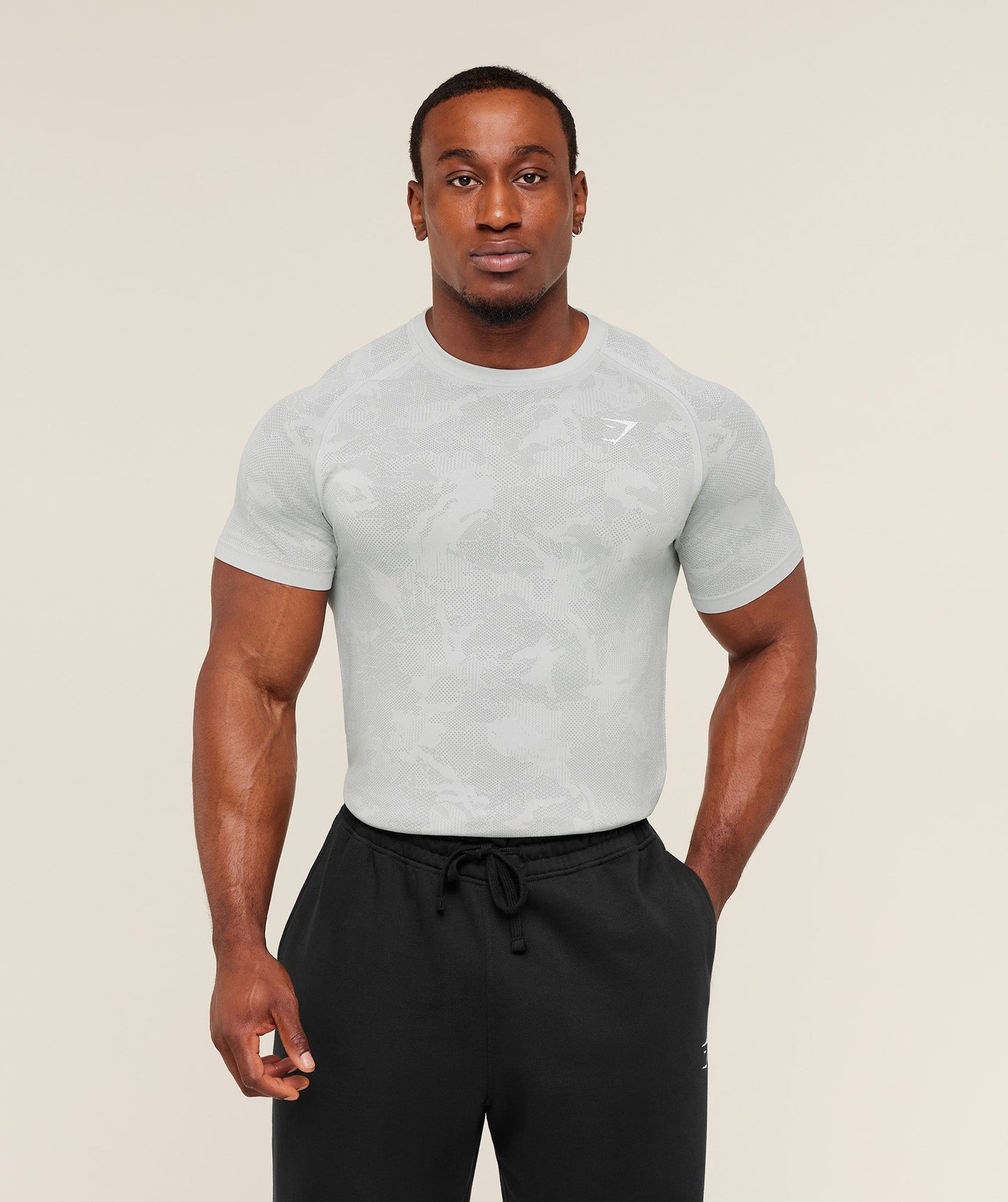 GS-0011 Geo Seamless T-Shirt - Light Grey/Smokey Grey