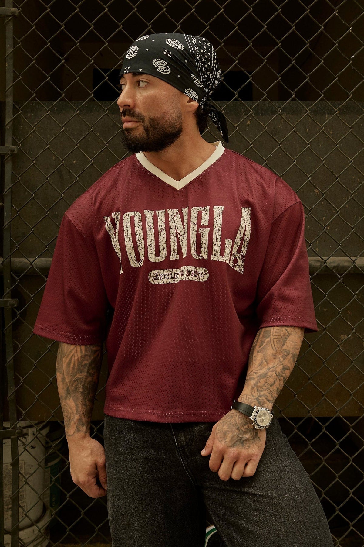 4187 - Varsity Football Cropped Jersey - Burgundy