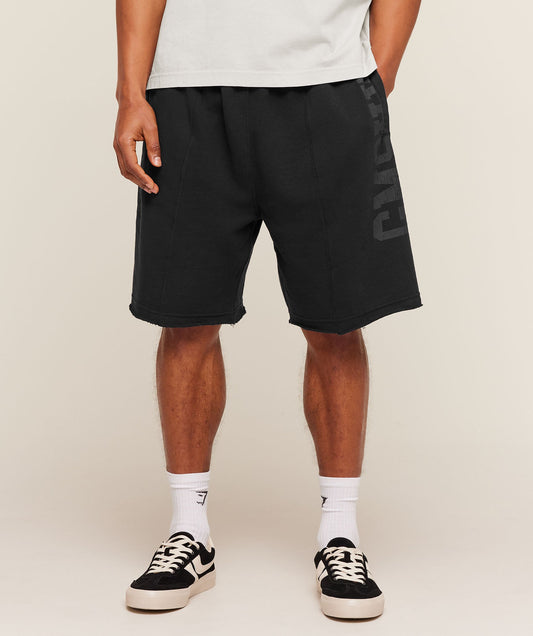 GS-0133 Accent Graphic Sweat Shorts - Black