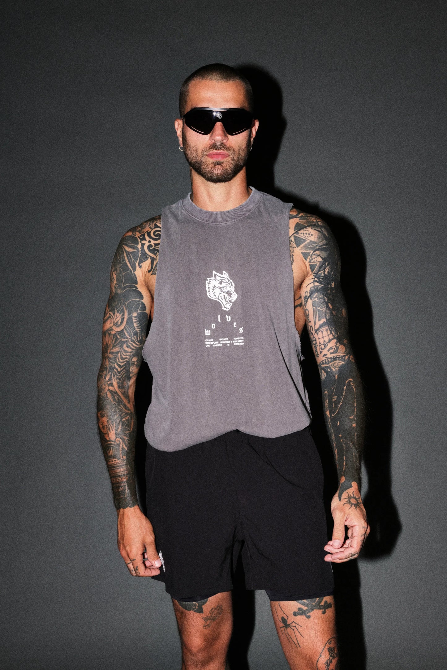 DS-0316 HALF MASK TOMMY MUSCLE TEE IN SLATE GRAY