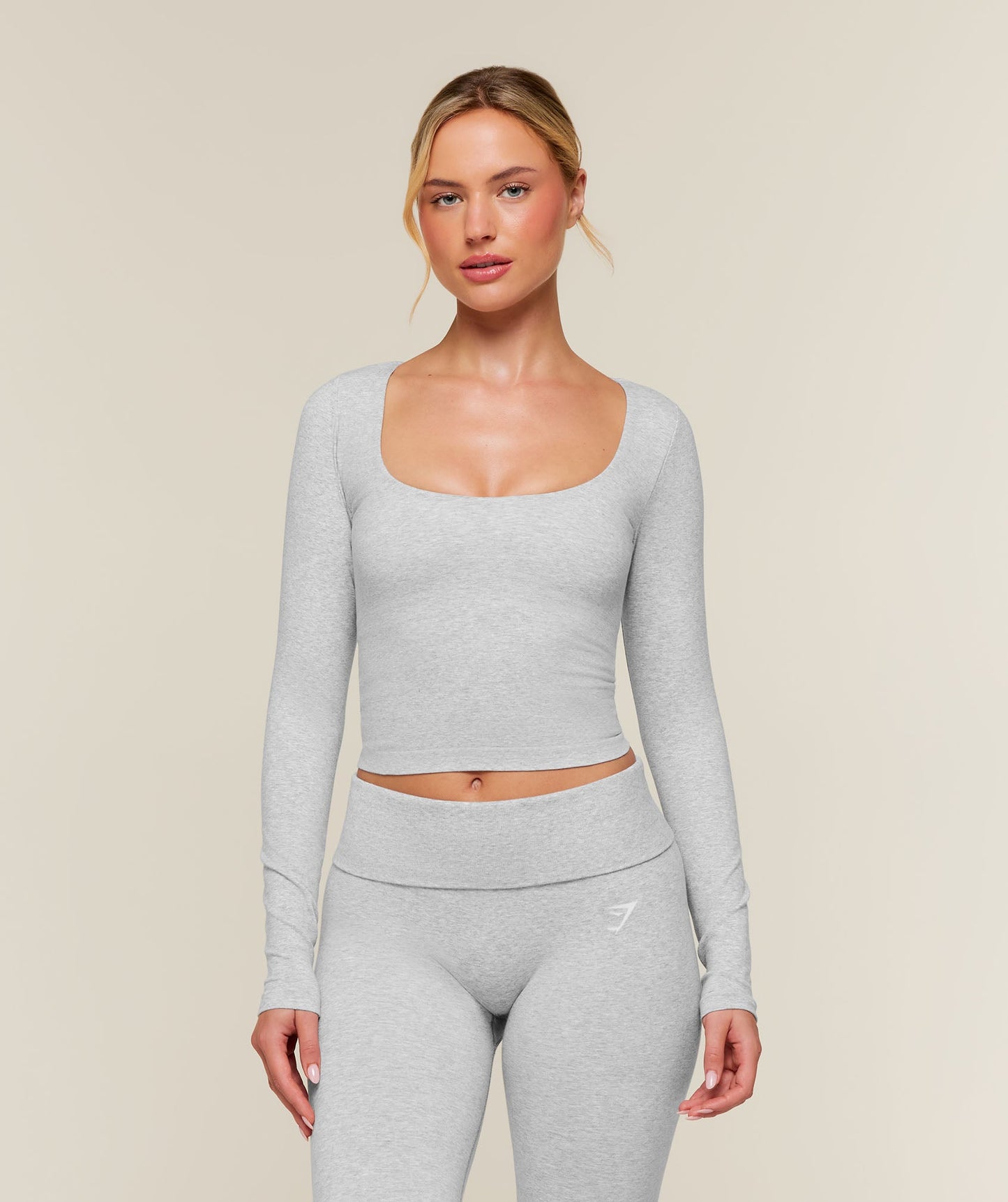GSW-0078 CottonMove™ Midi Long Sleeve Top - Soft Grey Marl