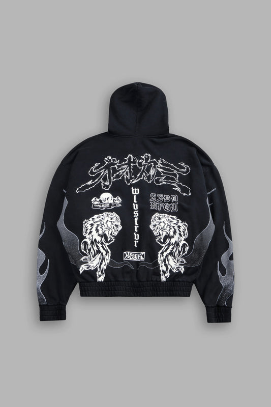 DS-0317 OUR CODE CHAMBERS ZIP HOODIE IN BLACK