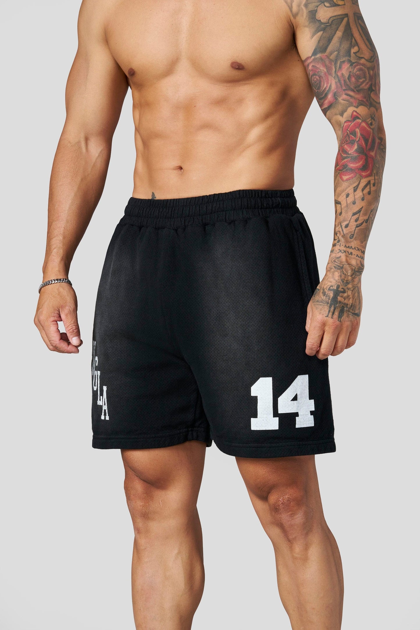 1123 - Golden Era Cotton Mesh Shorts - Black Wash