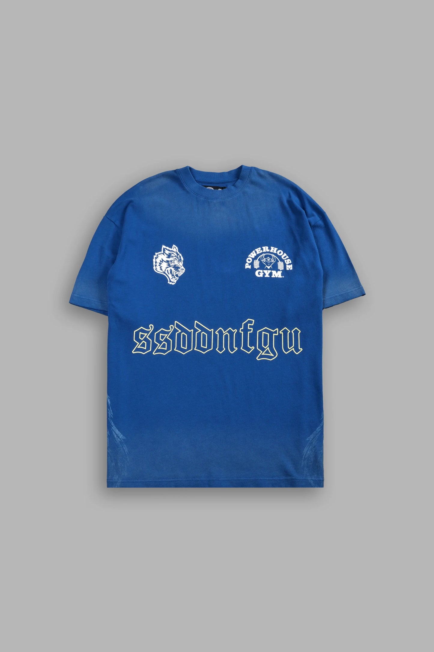 DS-0112 Powerhouse Moth Premium Oversized Tee in Darc Cobalt Drift Wash