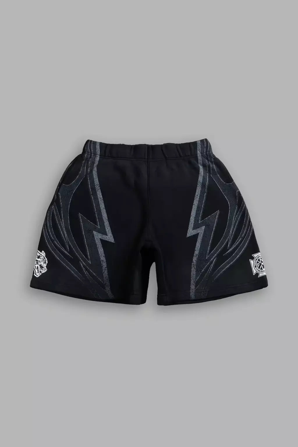 DS/HAR-0069 Real Recognize Real Unisex Oversized Post Lounge Sweat Shorts V2 in Black Drift Wash