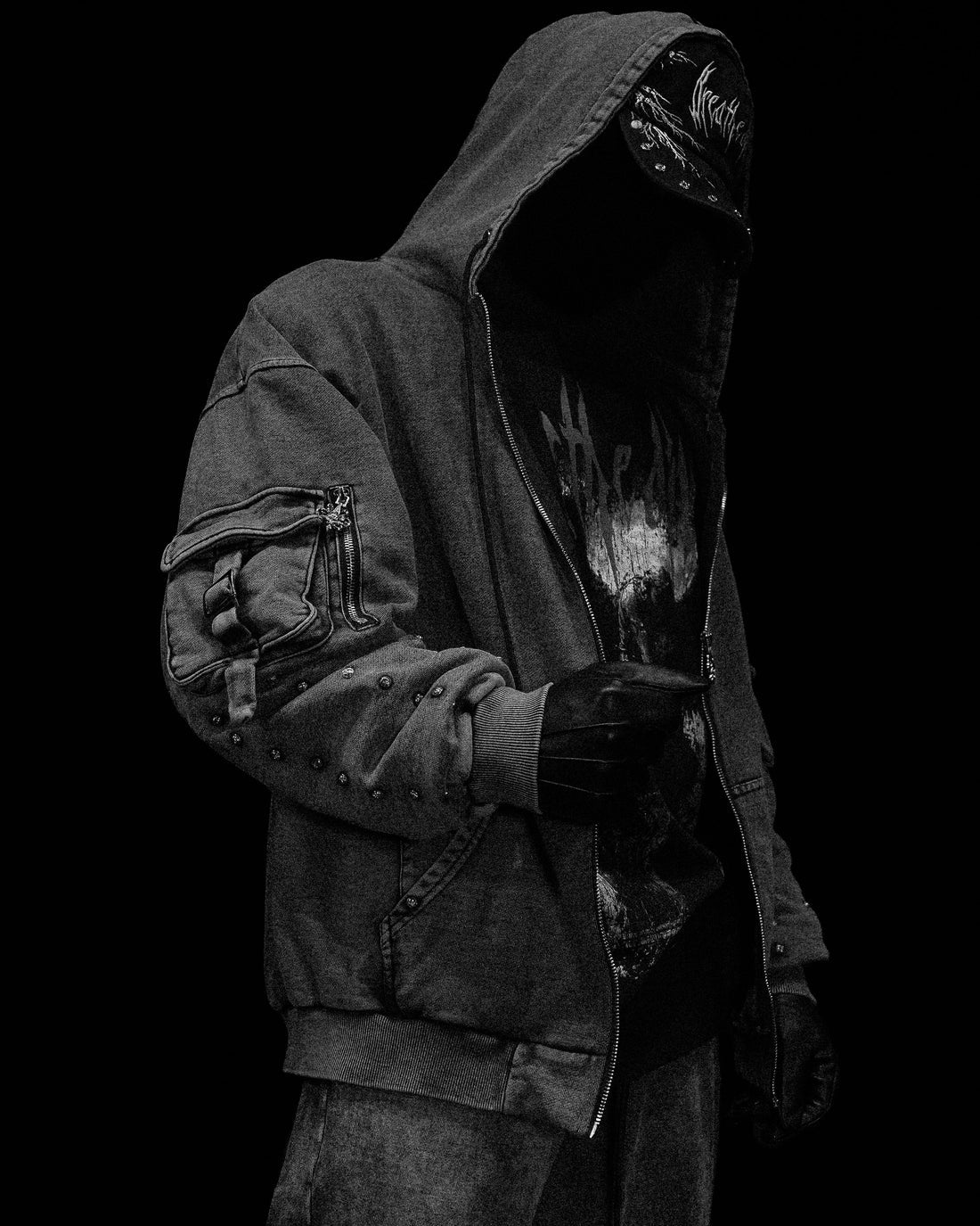 BD-0072 Metallic Tactical Oversized Cargo Zip-up Jacket [VINTAGE]