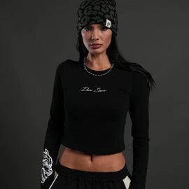 DSHE-0037 Stone Code L/S “Baby” Tee in Black