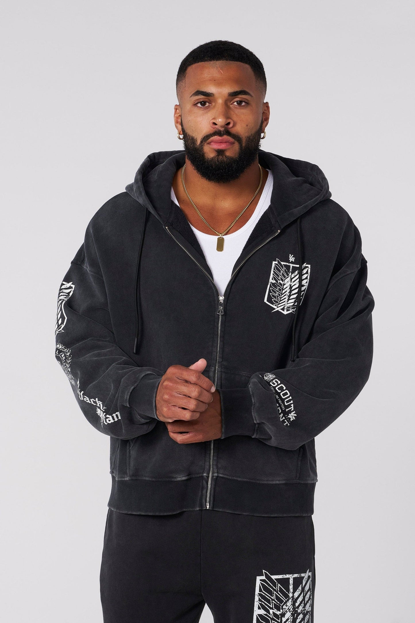 5138 - AOT© x YLA Zip-Up Hoodies - Black