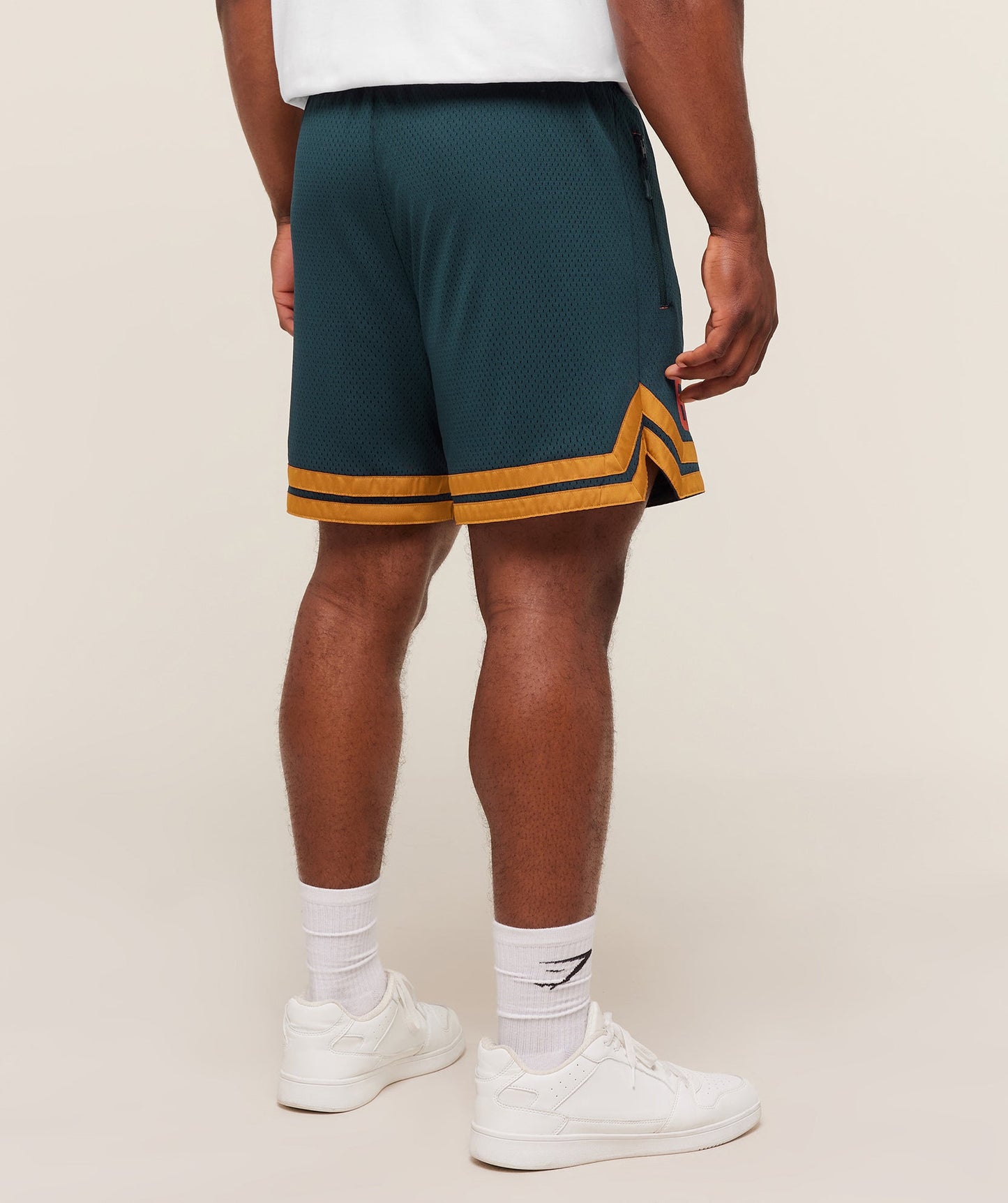 GS-0089 Varsity Mesh Shorts - Deep Petrol Blue/Antique Gold
