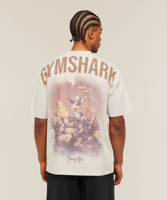 GS-0044 Gymshark GS x Frazetta Power T-Shirt - Tinted White