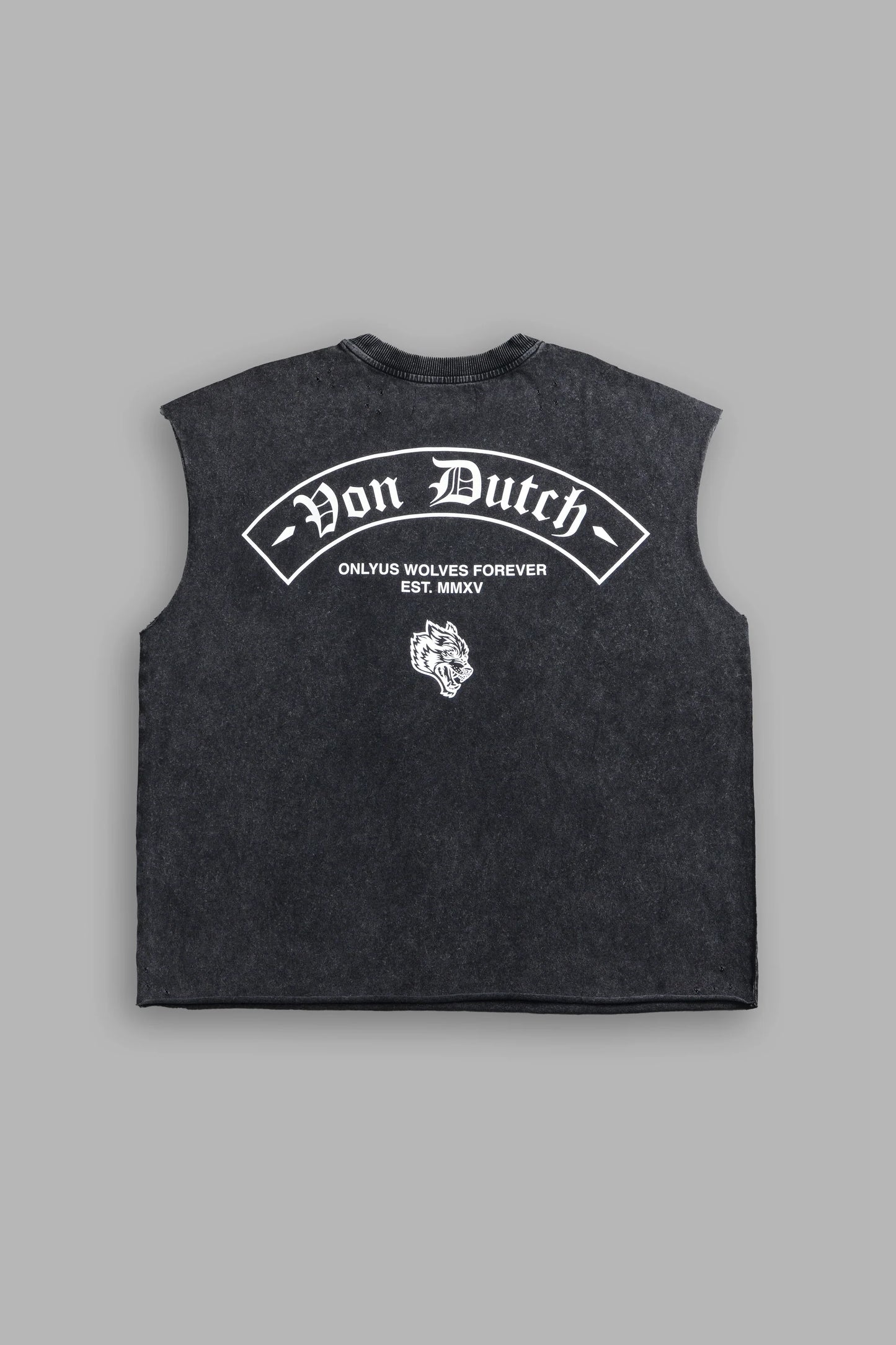 DS/VD- 0095 Darc Covenant Distressed Grunge Mid-Length Raw Hem Muscle Tee in Black