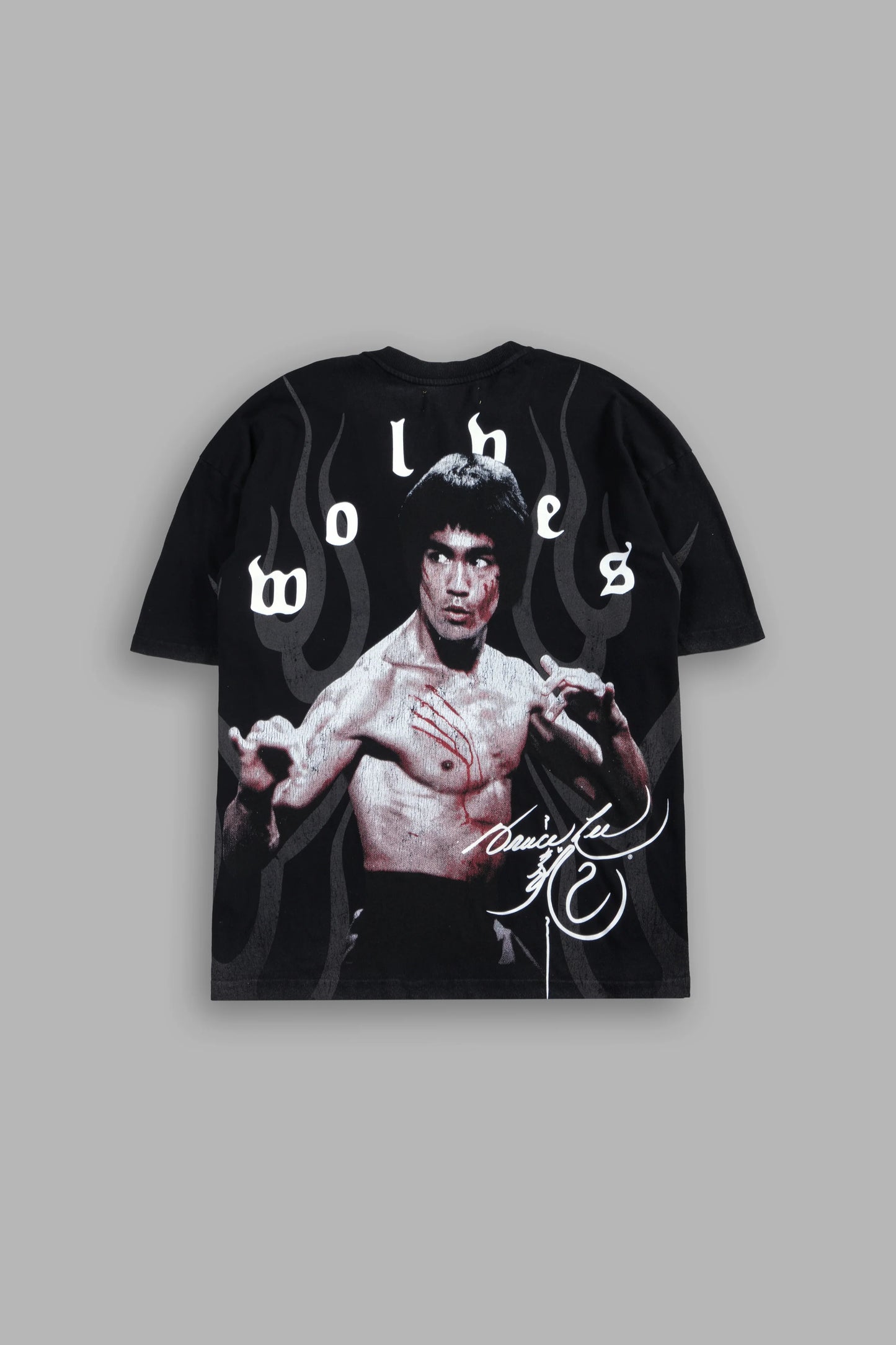 DS-0313 BRUCE LEE FLAME PREMIUM OVERSIZED TEE IN BLACK