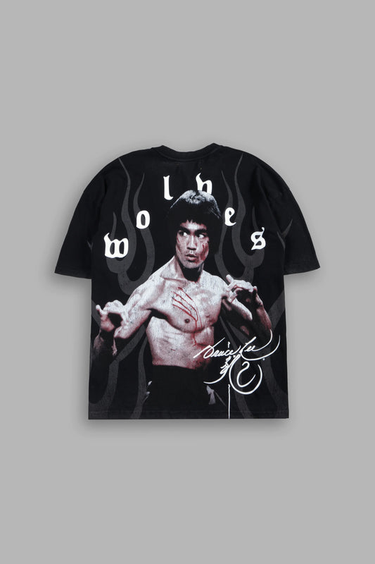 DS-0313 BRUCE LEE FLAME PREMIUM OVERSIZED TEE IN BLACK