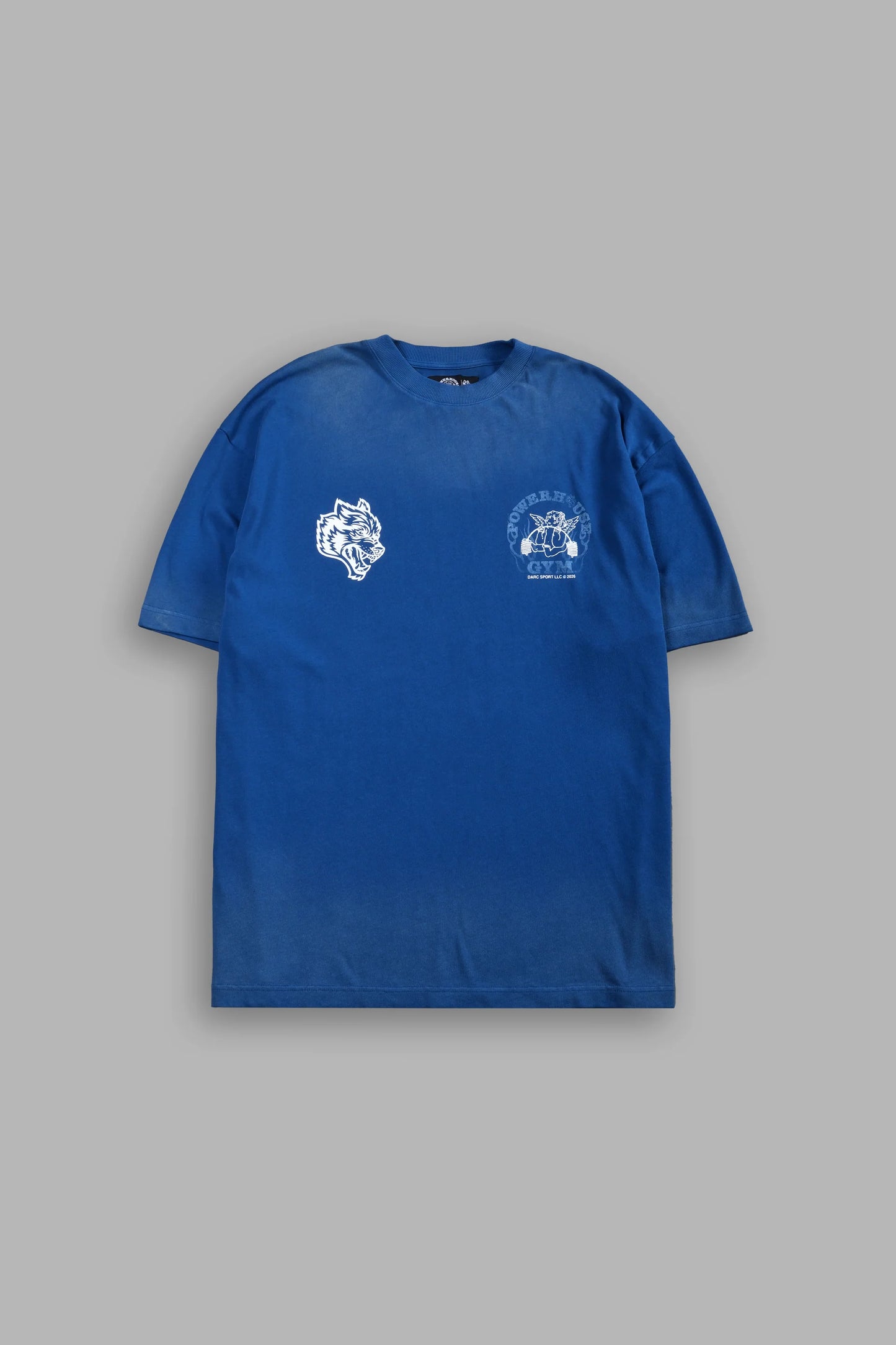 DS-0113 Powerhouse of the Cherub Unisex Premium Oversized Tee in Darc Cobalt Drift Wash