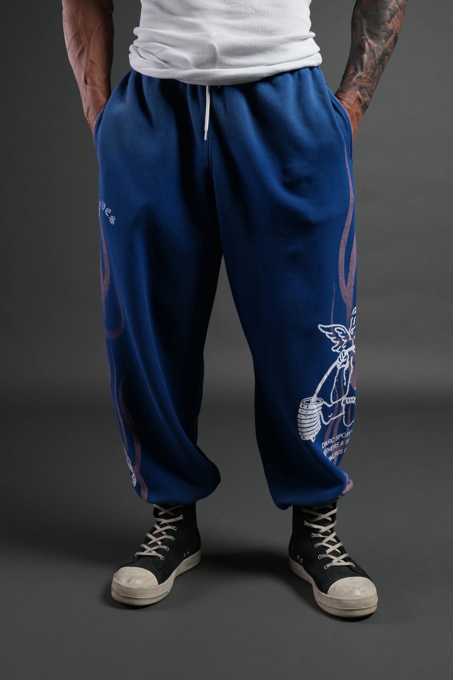 DS-0119 Powerhouse of the Cherub Unisex Lightweight Lounger Sweat Pants in Darc Cobalt Drift Wash