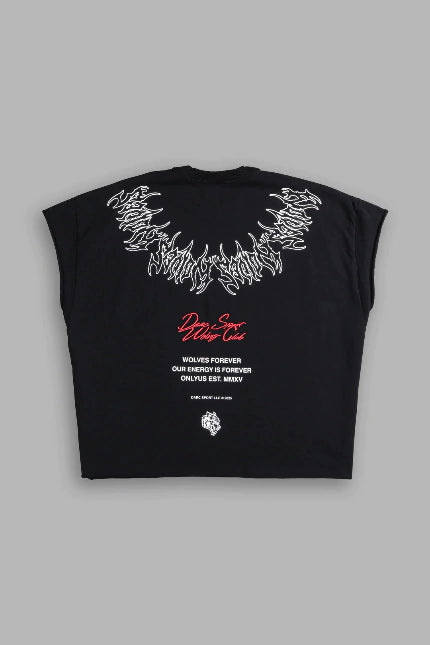 DS-0086 Darc Core “Grunge” Cut-Off Tee in Black