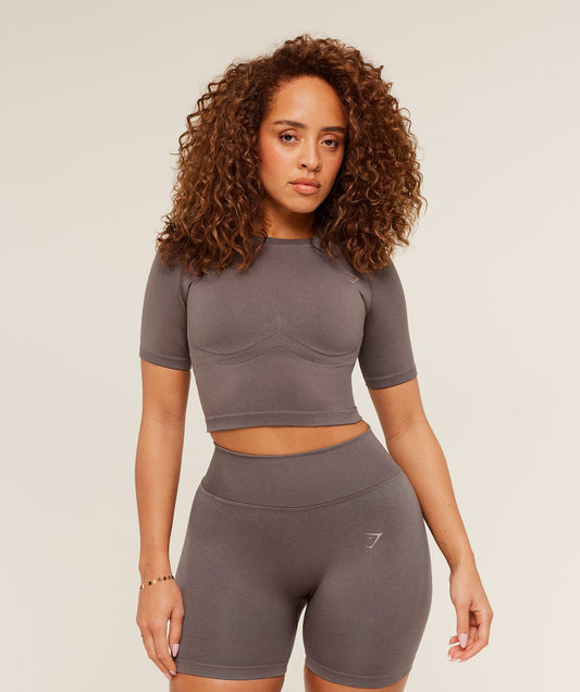 GSW-0083 Lift Seamless Short Sleeve Top - Cool Brown