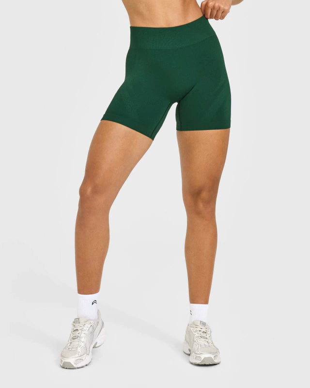 EnhanceLift™ Seamless Shorts with White Logo - Racing Green