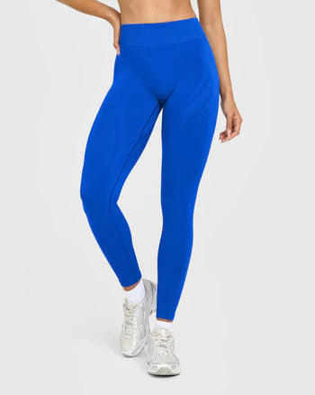 EnhanceLift™ Seamless Leggings with White Logo - Cobalt Blue