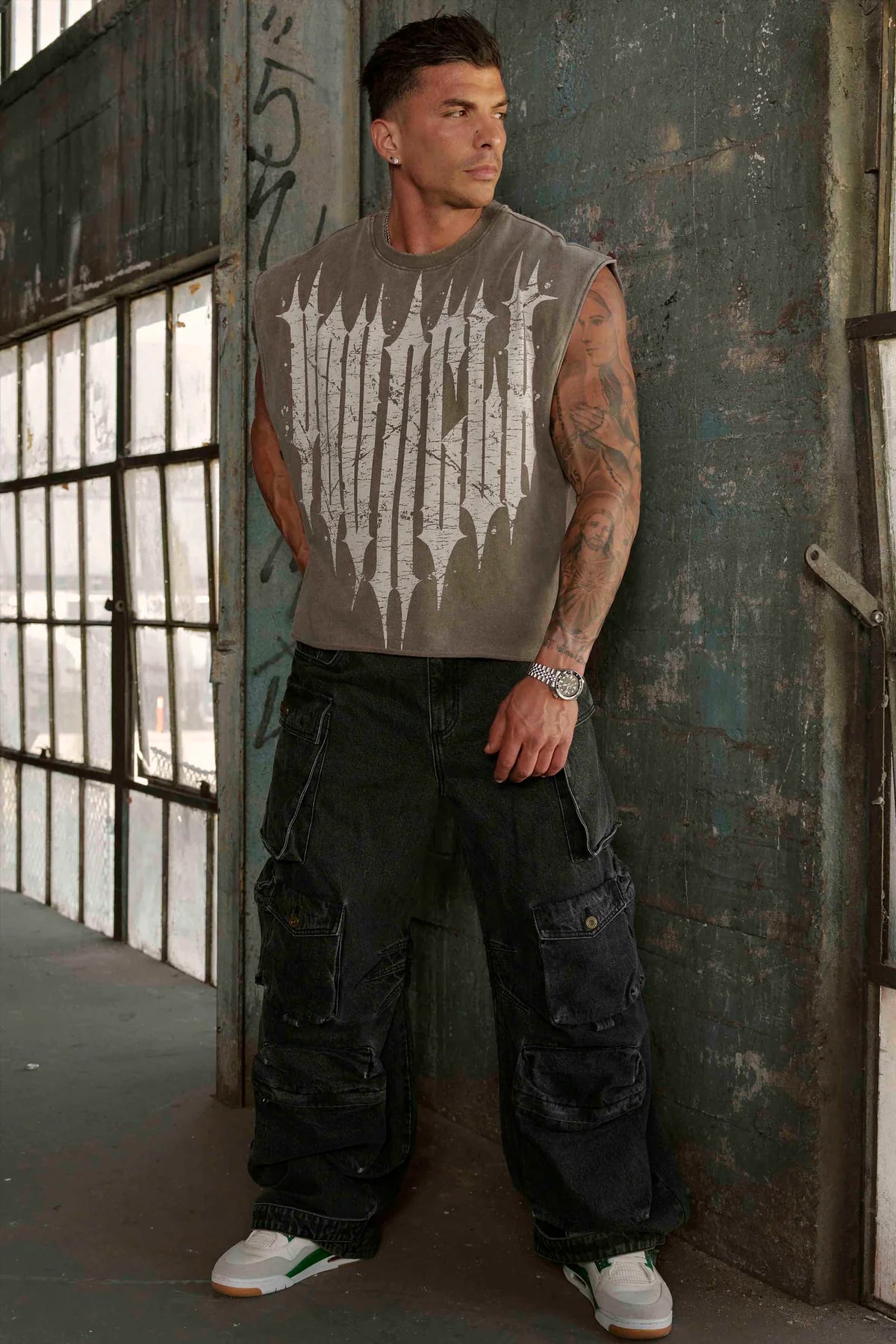 3021 - REVENGE CROP CUT-OFFS - OLIVE BROWN WASH