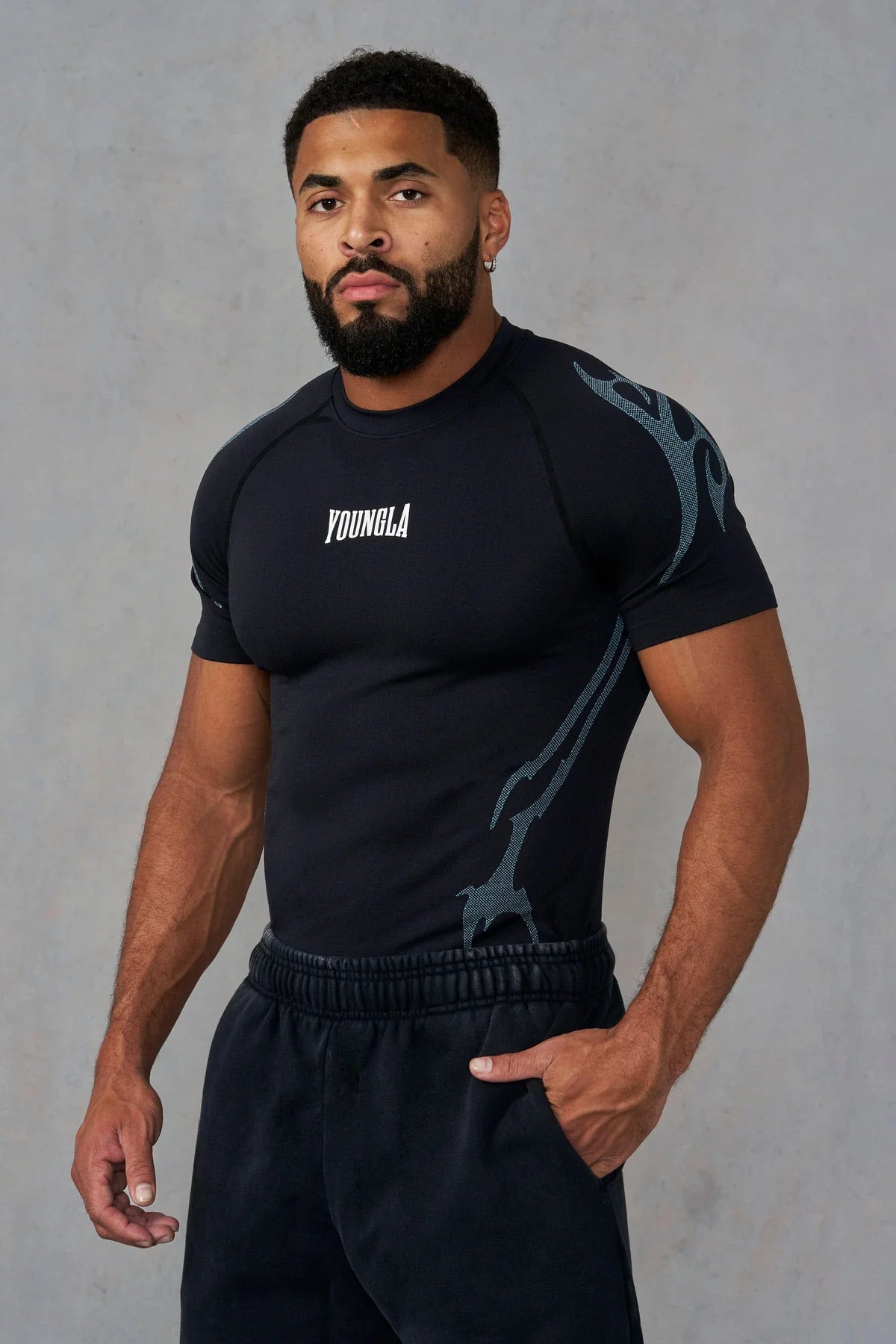 4067 - GOTHIC COMPRESSION TEES - BLACK/BLUE