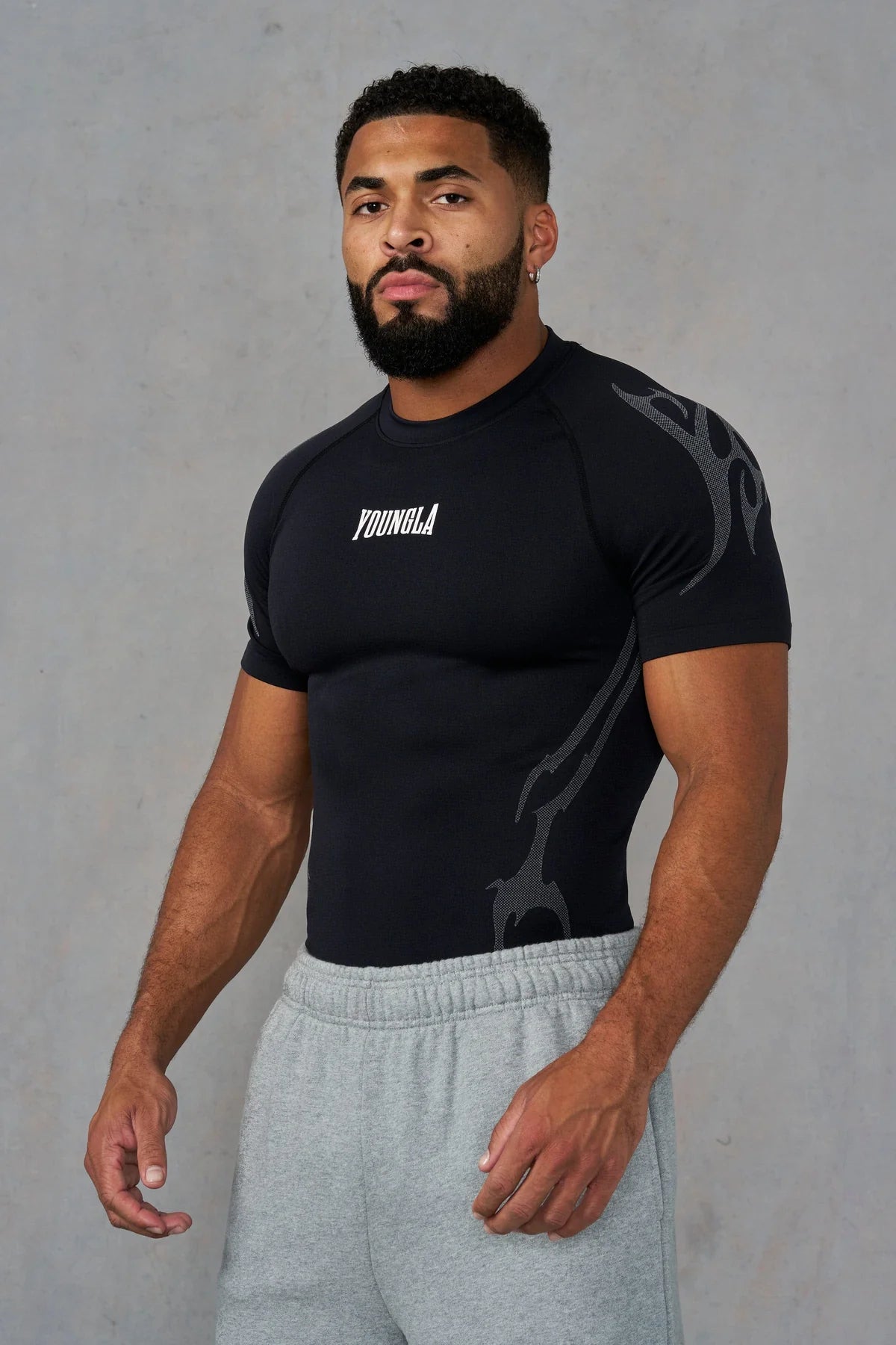 4067 - GOTHIC COMPRESSION TEES - BLACK/GREY