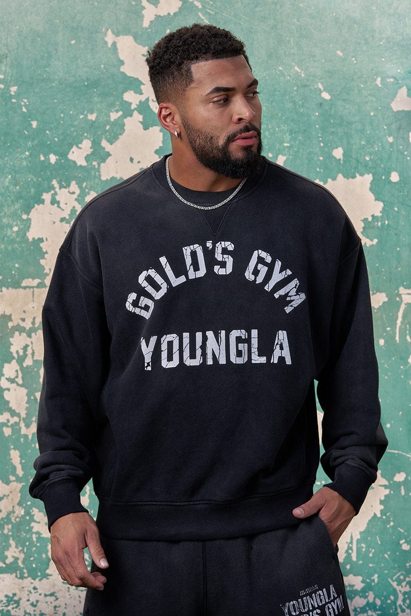 5166 - GOLD'S IRON LEGACY VINTAGE CREWNECKS - BLACK