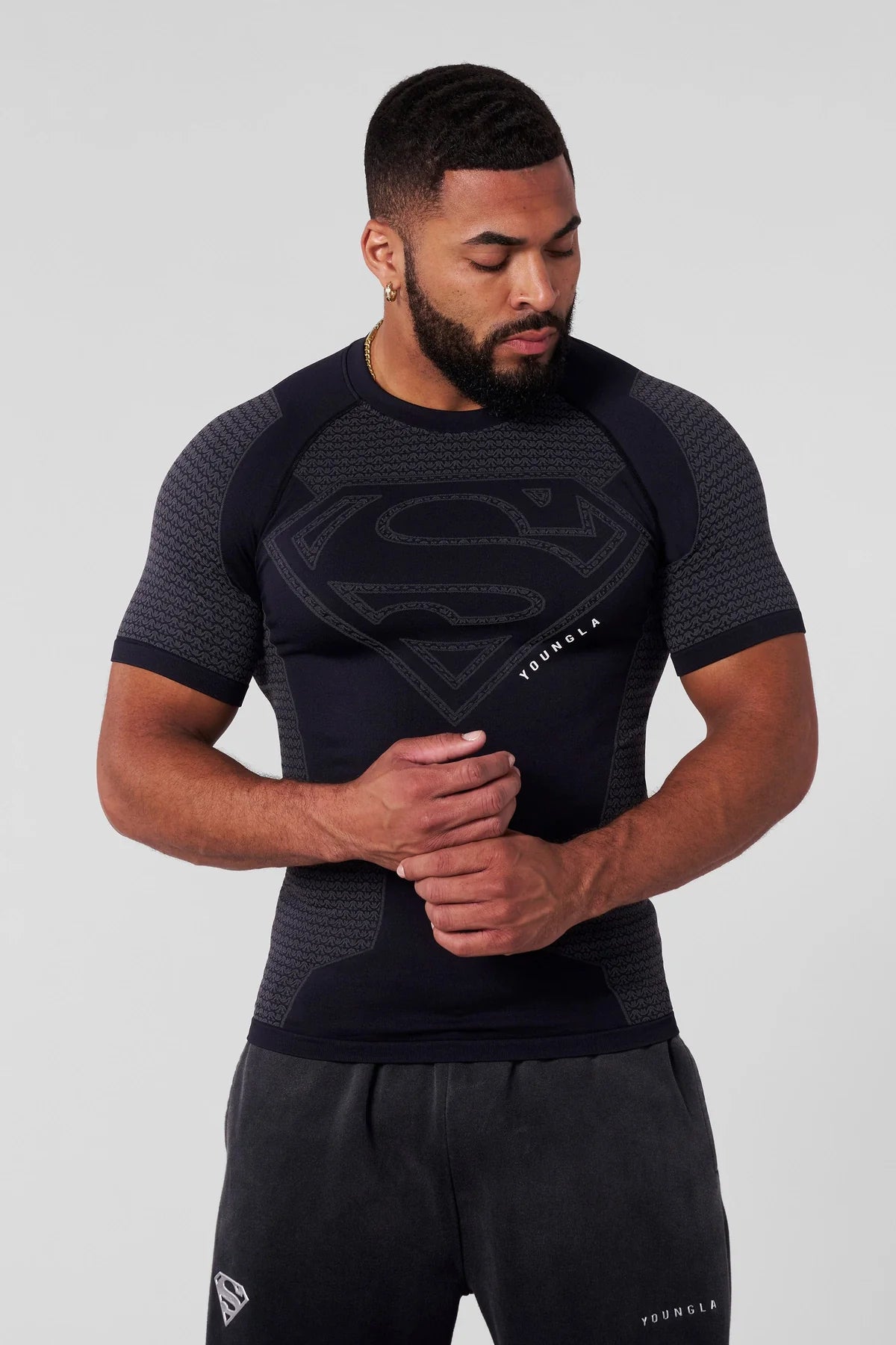 4117 - SUPERMAN COMPRESSION TEES - BLACK