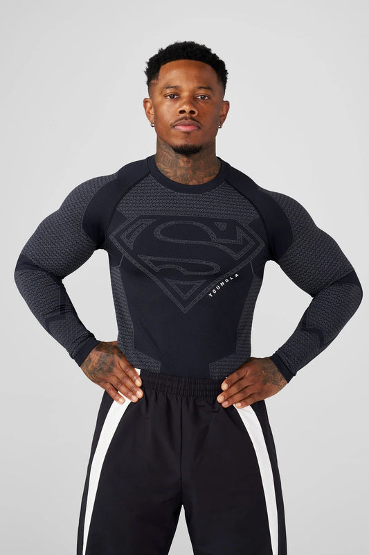 8066 - Superman Compression Longsleeves - BLACK