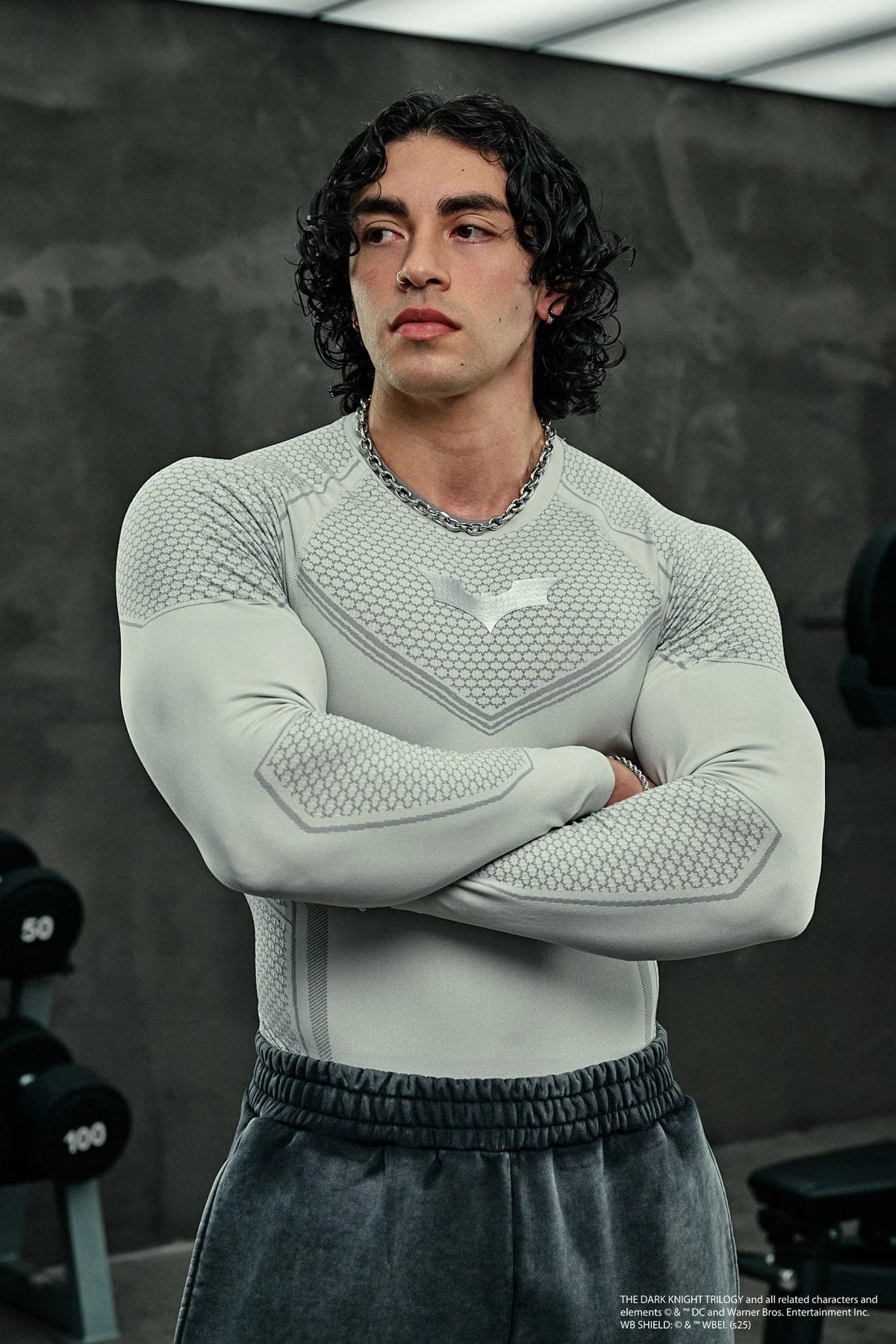8004 - BATMAN COMPRESSION LONGSLEEVES - OFF WHITE