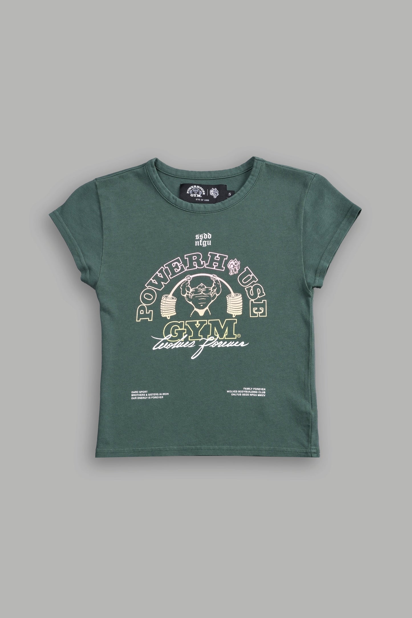DSHE-0075 WOLVES HOUSE "BABY" TEE IN NORSE GREEN