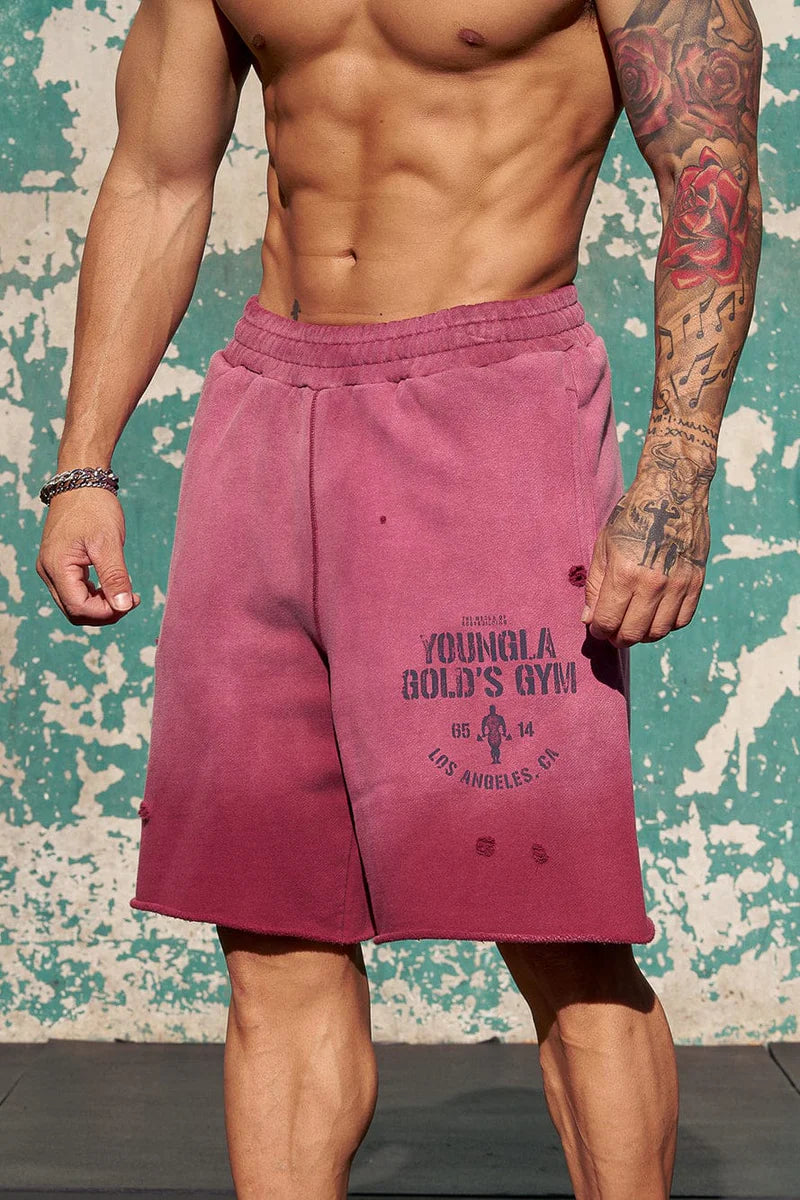 1014 - GOLD'S IRON LEGACY SHORTS - BURGUNDY WASH