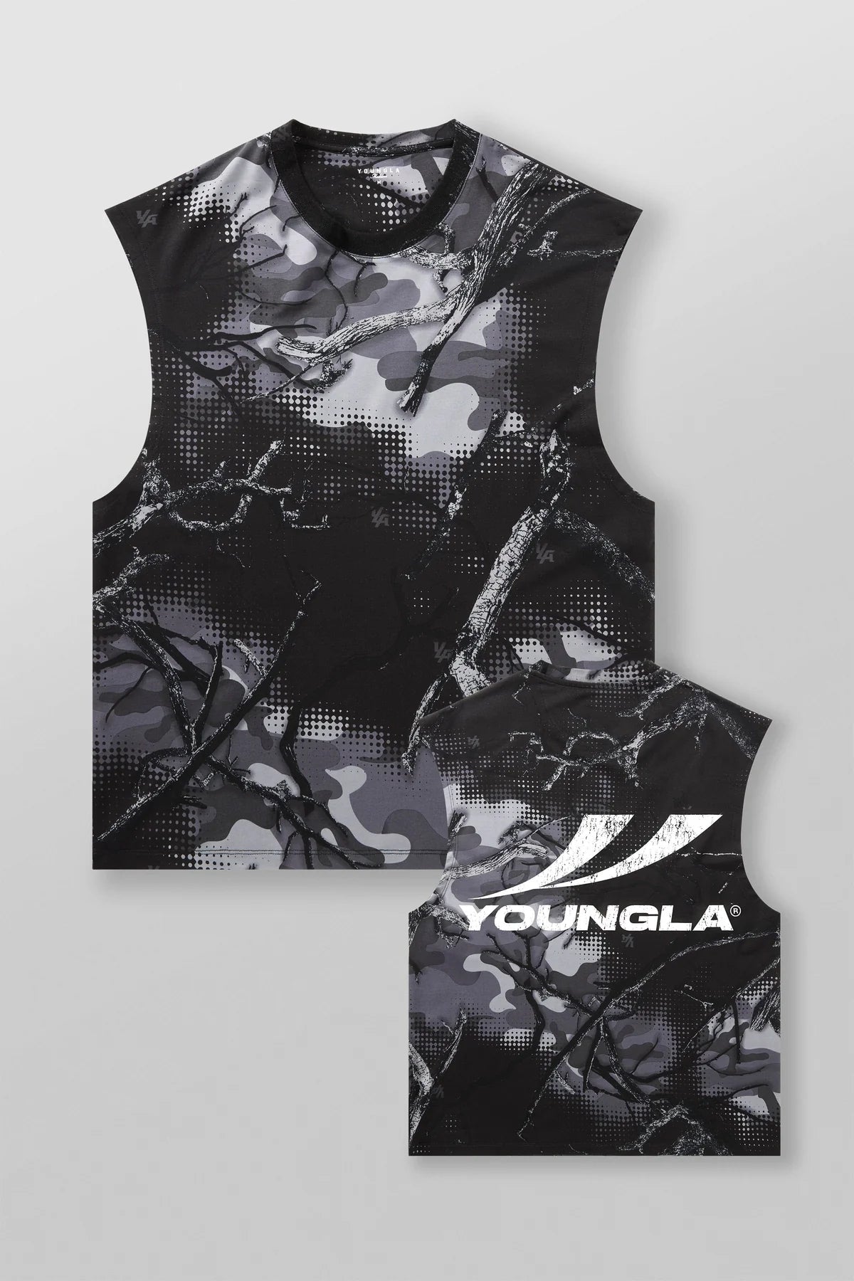 3065 - RUNTECH CAMO TANKS - Black Grey Tree Camo