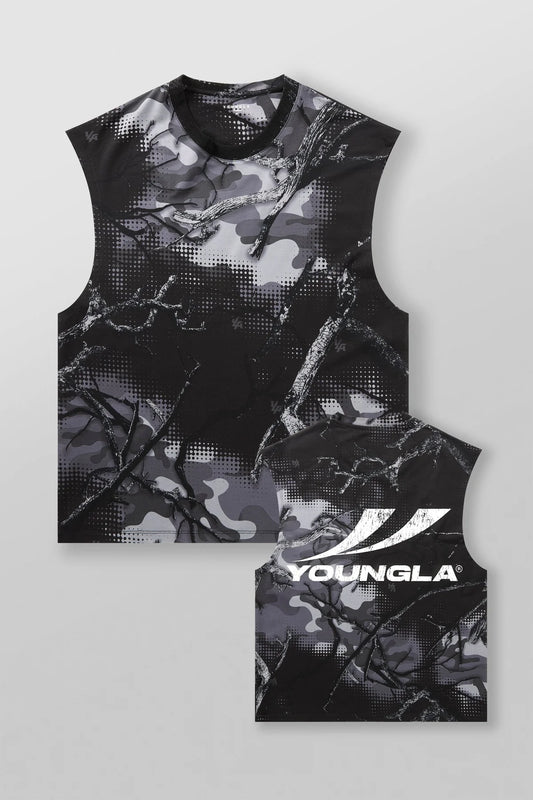 3065 - RUNTECH CAMO TANKS - Black Grey Tree Camo