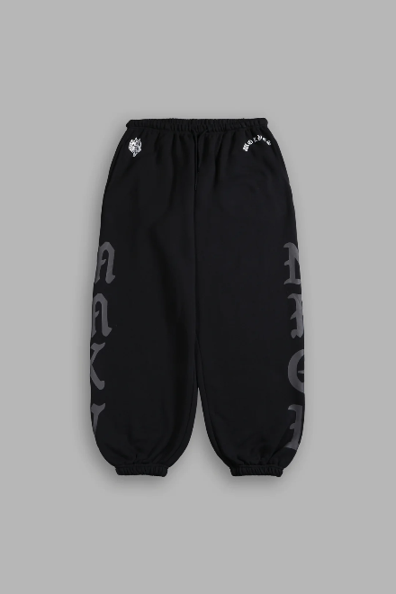 DS-0185 Stone Code Lightweight Lounger Sweatpants in Black
