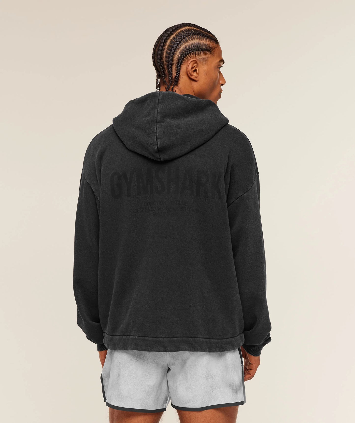 GS-0095 Conditioning Club Washed Zip Through Hoodie - Black